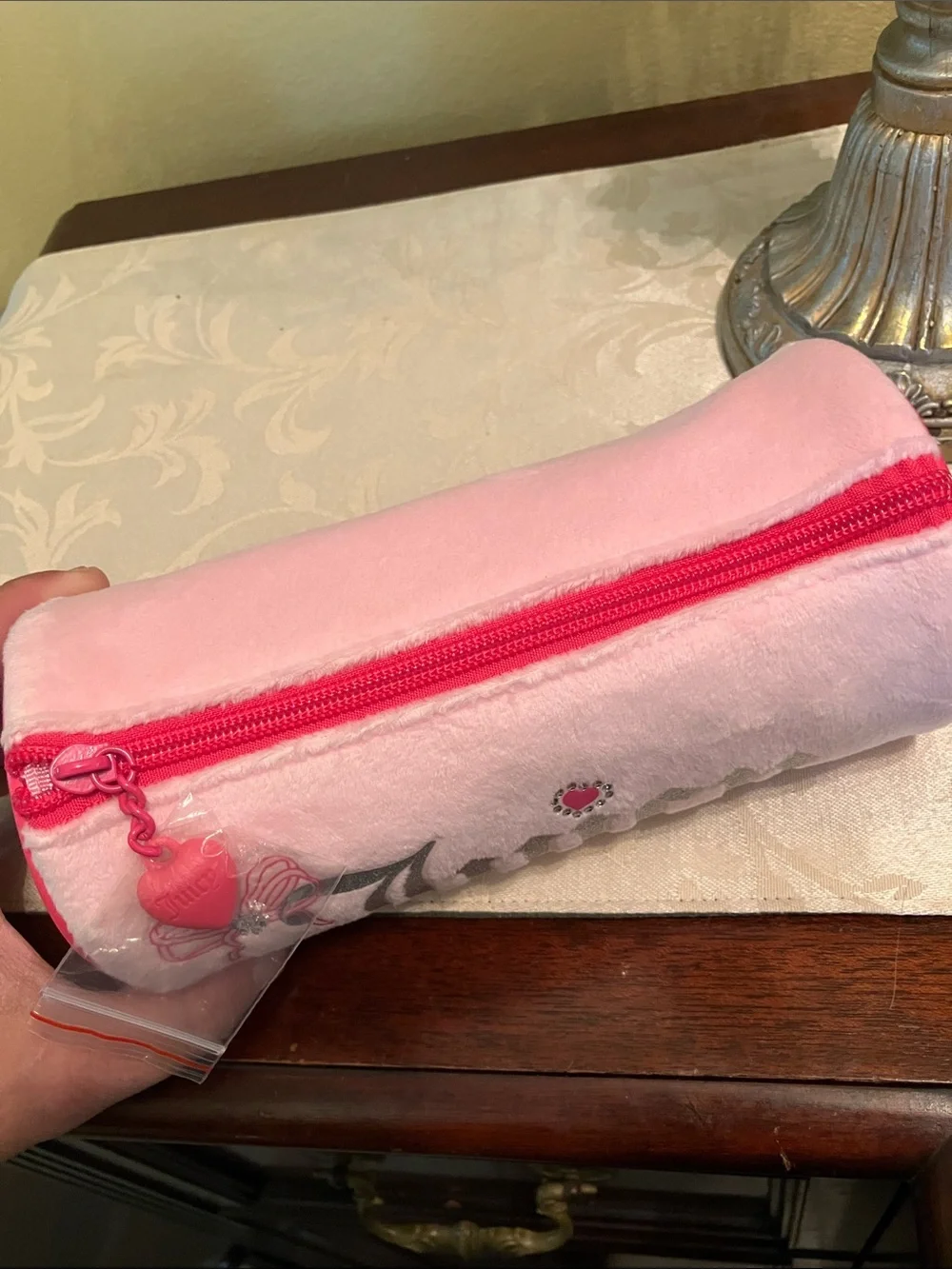 🎀Juicy Couture velour bling barrel bag cosmetics bag makeup case NWT